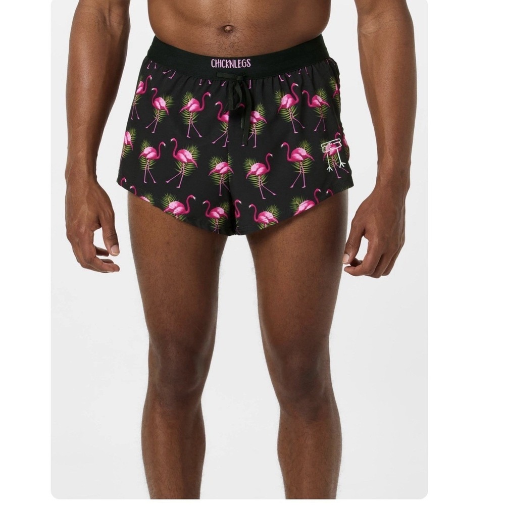 ChicknLegs Men's Flamingo 2" Split Running Shorts Size Large Tropical Athletic